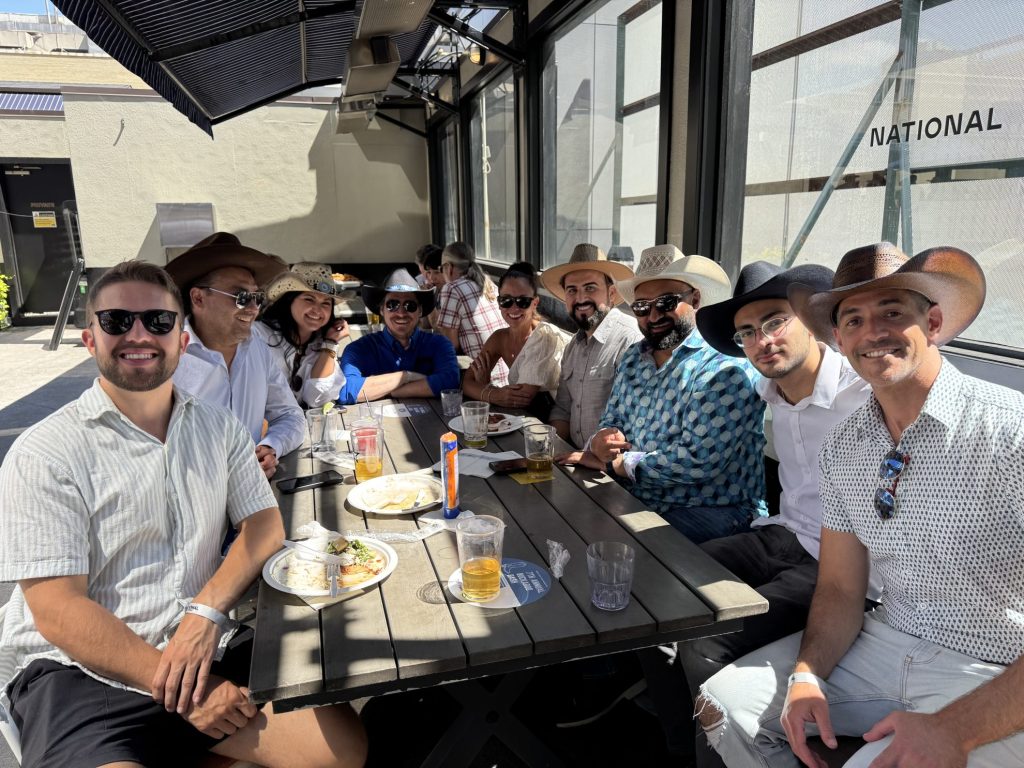 Picture Perfect Cleaning team enjoying the BOMA Buckaroo Bash rooftop event at National on 8th during Calgary Stampede 2025.